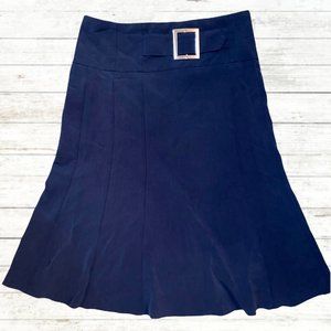 Women’s Vintage Blue Wall Street Belted Midi Skirt - Large